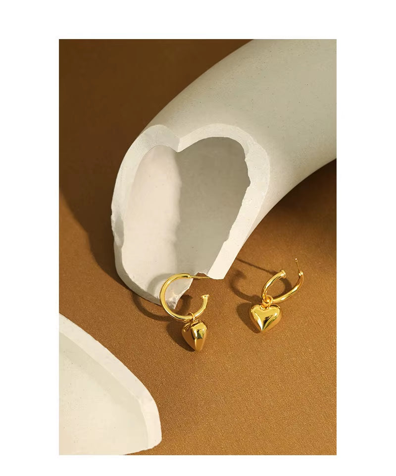 New Arrival 925 Sterling Silver Plain Big Heart Stud Earring Gold Rhodium Fashionable for Women Wedding Anniversary Party
