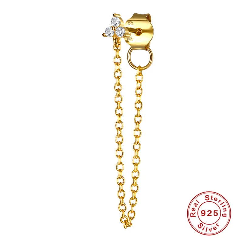 Korean Fashion Jewelry 925 Sterling Silver Long Tassel Earrings Set Snake Sun Flower Star Shape Gold Chain Stud Earrings Women