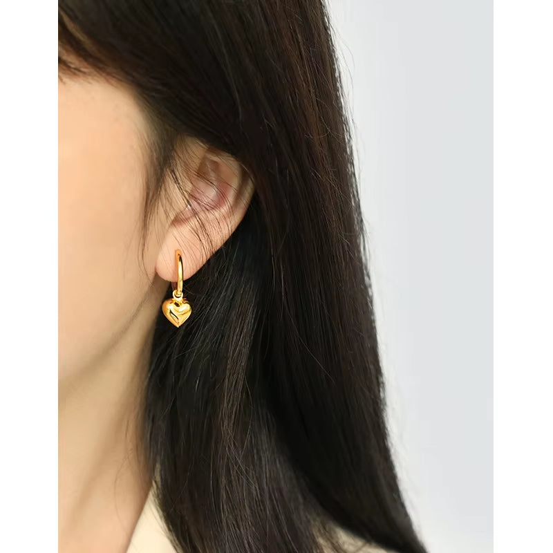 New Arrival 925 Sterling Silver Plain Big Heart Stud Earring Gold Rhodium Fashionable for Women Wedding Anniversary Party
