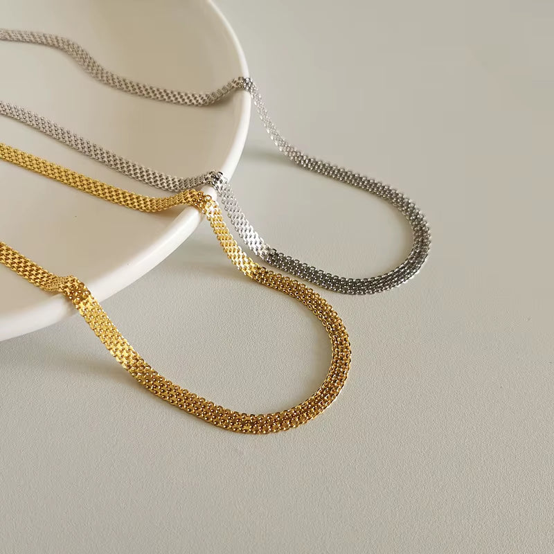 Wholesale 925 Silver Necklace Men and Women 925 Sterling Silver Basic Chain Necklace 18K Gold Plated Versatile Chain Necklaces