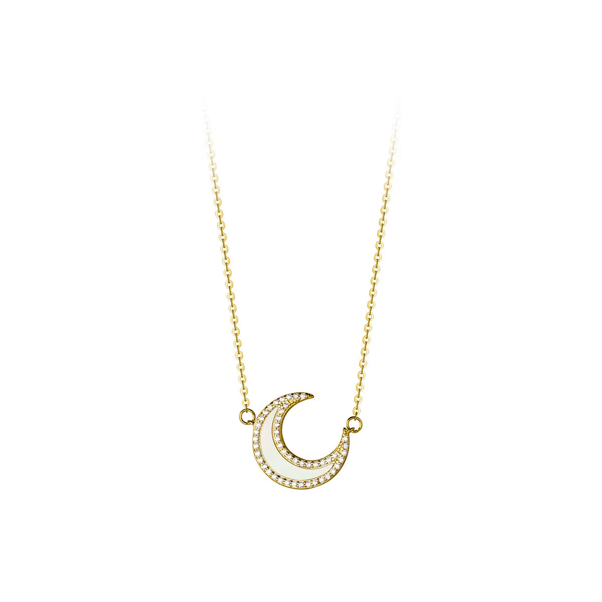 INS Hot Style 925 Sterling Silver Moon Shell Necklace for Women 18K Gold Plated Sterling Silver Necklace Chain Jewelry Sets