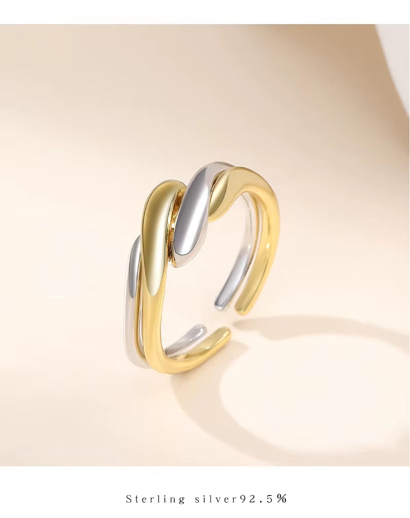 Fine Jewelry 925 Sterling Silver Wedding Rings Gold Plated Removable Ring Set 925 Silver Adjustable Rings for Women