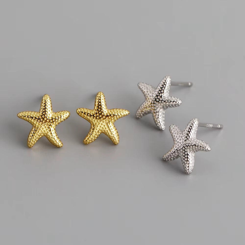 Wholesale Fashion Jewelry Summer Earrings 925 Sterling Silver Sea Star Starfish Earrings for Women Custom Beach Stud Earrings