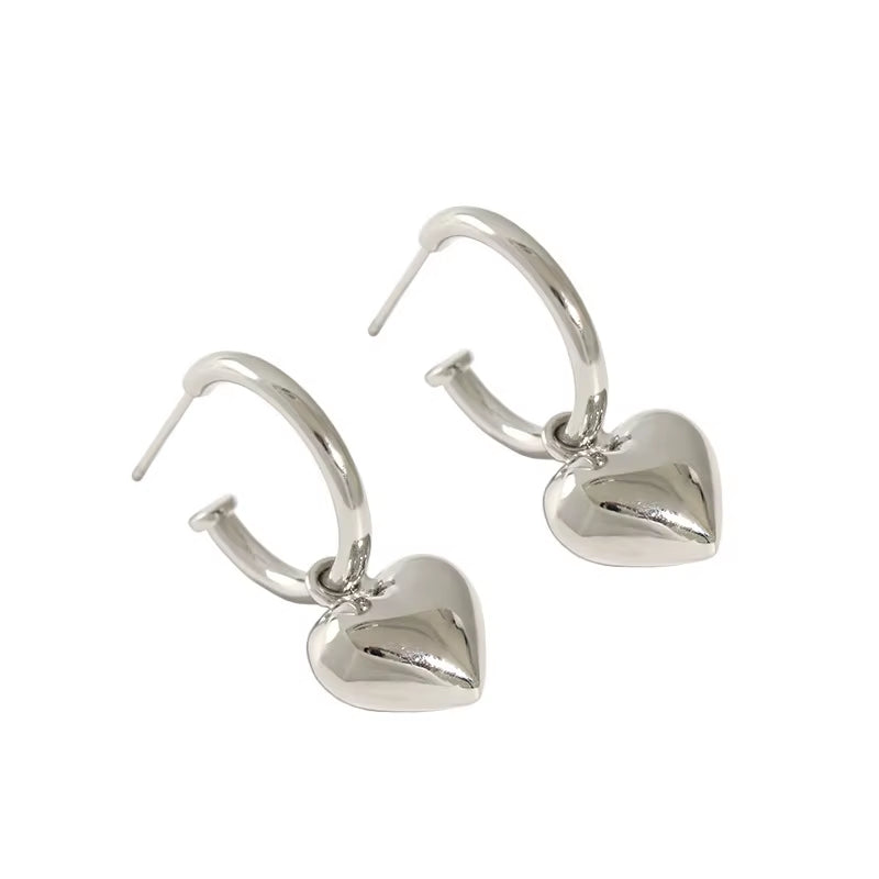 New Arrival 925 Sterling Silver Plain Big Heart Stud Earring Gold Rhodium Fashionable for Women Wedding Anniversary Party