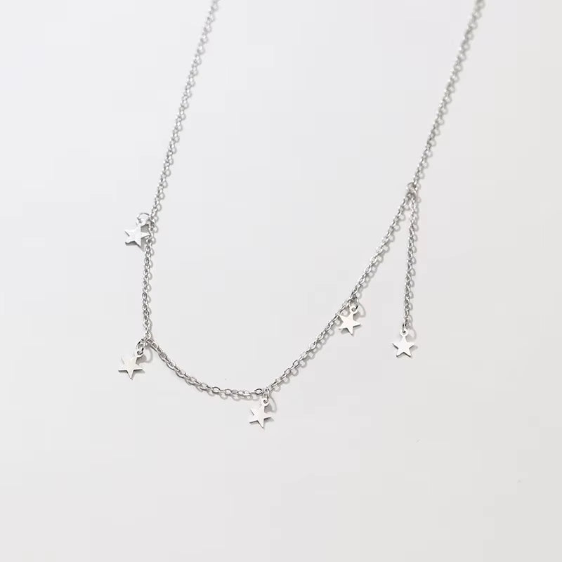 Fashion Jewelry 925 Silver Necklace Women 925 Sterling Silver Star Drop Gold Plated Chain Necklaces Jewelry Dropshipping