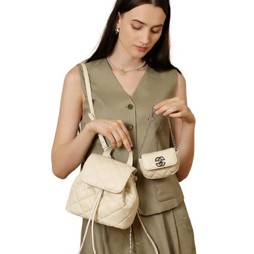 Genuine Leather Rhombic Chain Women’s Backpack