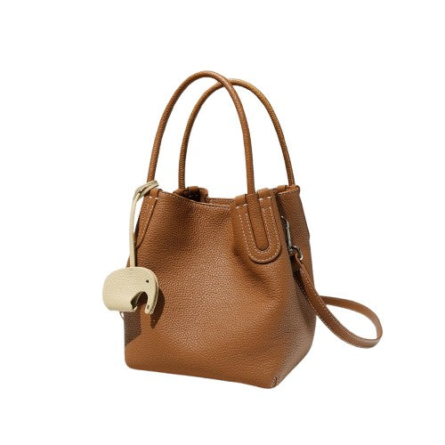 Textured Cowhide Women’s Bucket Messenger Bag